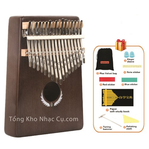Đàn Kalimba Yael 17 Phím Gỗ Mahogany Y17M-W (Khảm bào ngư Cánh - Mbira Thumb Finger Piano 17 Keys)
